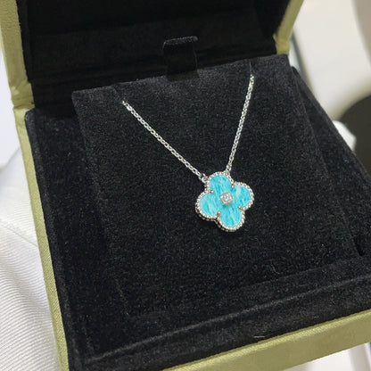 [Elowen Jewels]CLOVER 15MM DIAMOND SVRES PORCELAIN  NECKLACE SILVER