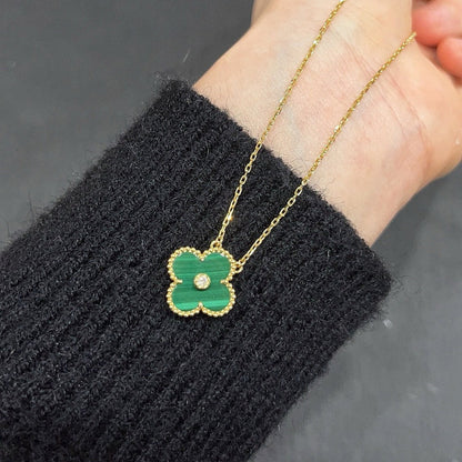 [Elowen Jewels]CLOVER 15MM DIAMOND TURQUOISE NECKLACE