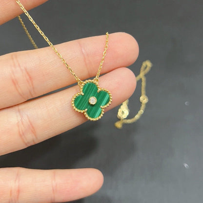 [Elowen Jewels]CLOVER 15MM DIAMOND TURQUOISE NECKLACE