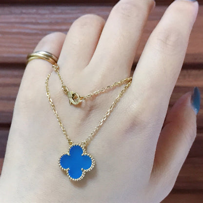 [Elowen Jewels]CLOVER 15MM BLUE AGATE NECKLACE