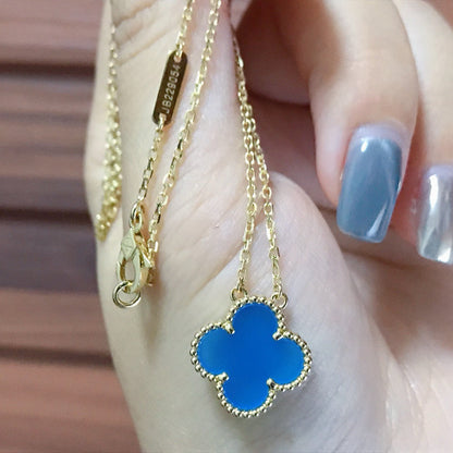 [Elowen Jewels]CLOVER 15MM BLUE AGATE NECKLACE