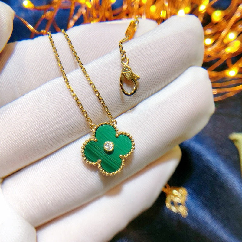 [Elowen Jewels]CLOVER 15MM DIAMOND TURQUOISE NECKLACE