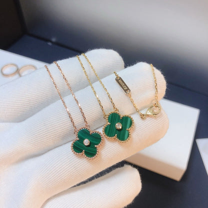 [Elowen Jewels]CLOVER 15MM DIAMOND TURQUOISE NECKLACE