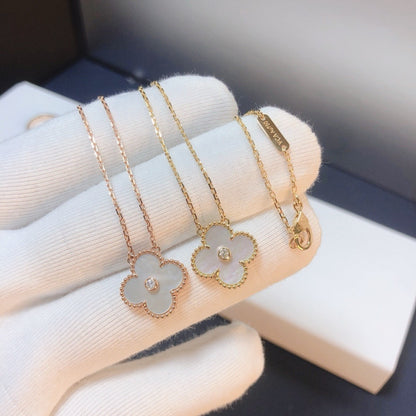 [Elowen Jewels]CLOVER 15MM DIAMOND WHITE FRITILLARIA NECKLACE