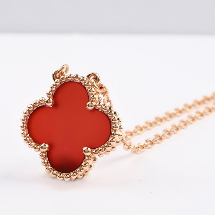 [Elowen Jewels]CLOVER 15MM CARNELIAN SINGLE FLOWER NECKLACE