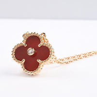 [Elowen Jewel]CLOVER 15MM DIAMOND CARNELIAN NECKLACE