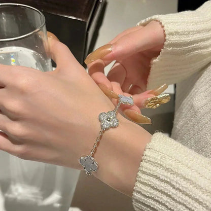[Elowen Jewels] CLOVER 5 MOTIF PURPLE CHALCEDONY BRACELET COLLECTION