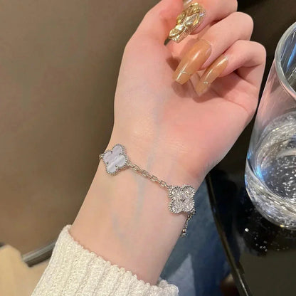 [Elowen Jewels] CLOVER 5 MOTIF PURPLE CHALCEDONY BRACELET COLLECTION