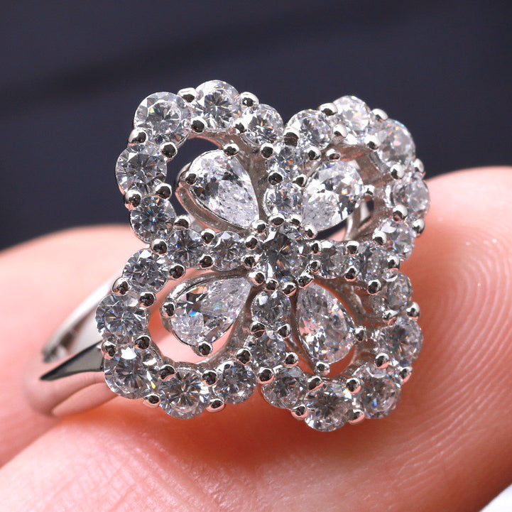 [Elowen Jewels]LOOP RING FULL MOTIF DIAMOND 16MM SILVE