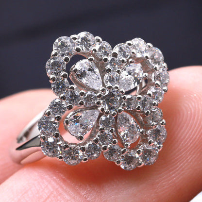 [Elowen Jewels]LOOP RING FULL MOTIF DIAMOND 16MM SILVE