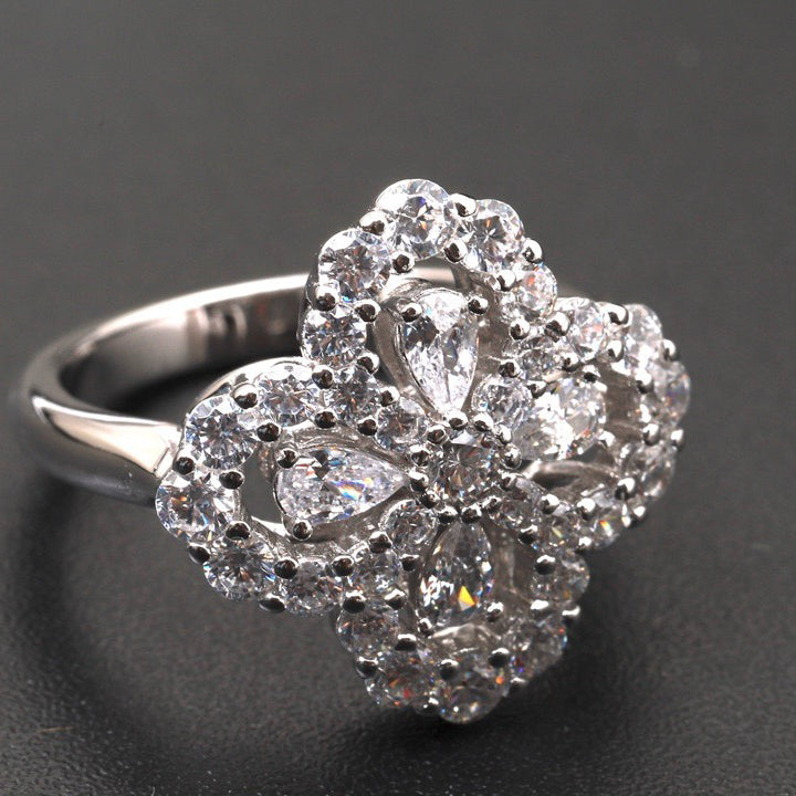 [Elowen Jewels]LOOP RING FULL MOTIF DIAMOND 16MM SILVE