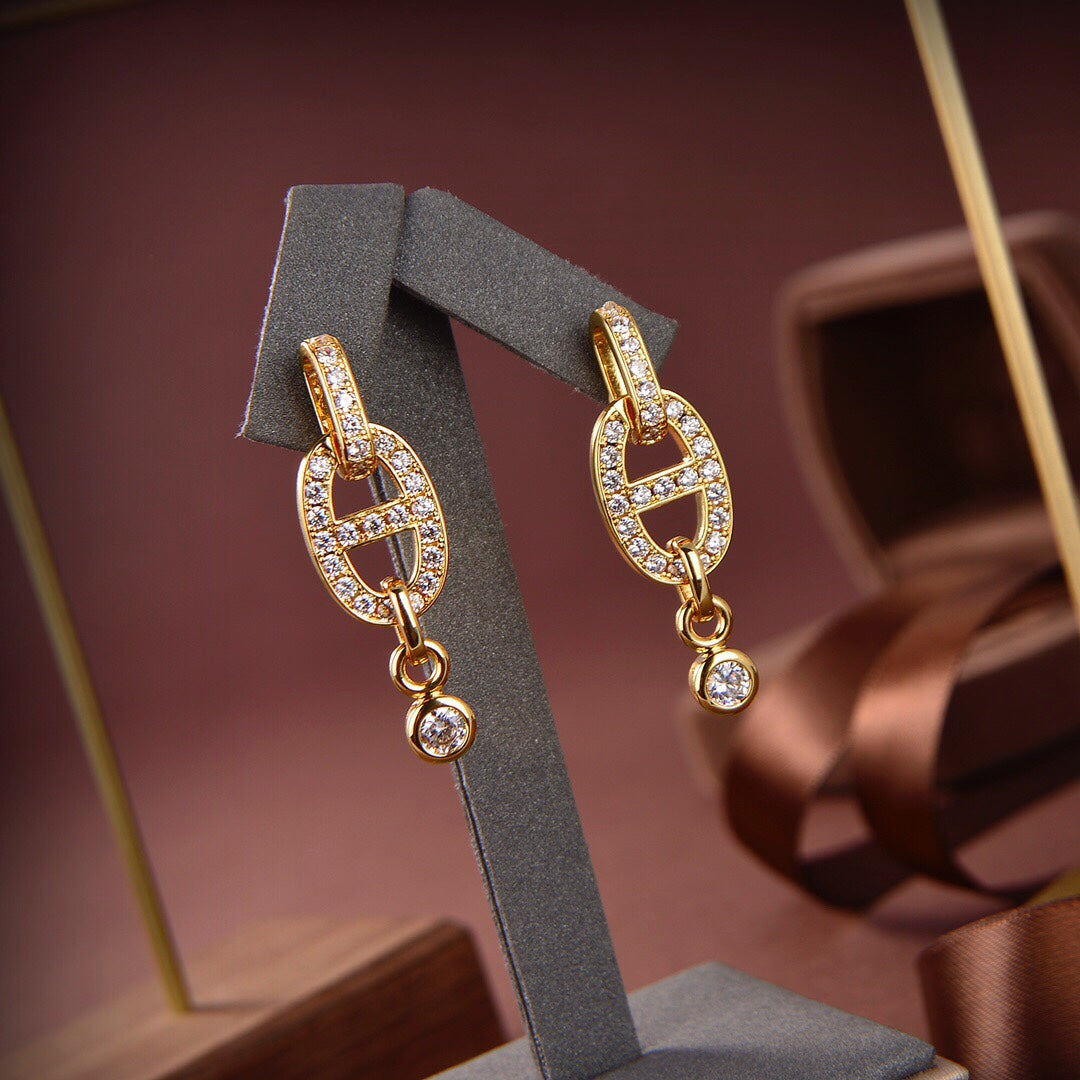 [Elowen Jewels]HM CHAINE DIAMOND EARRINGS
