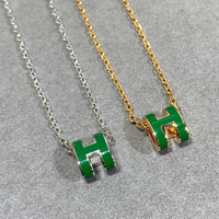 [Elowen Jewel]POP H GREEN NECKLACE SILVER AND GOLD