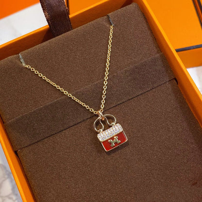 [Elowen Jewels]CONSTANCE RED PEDANT PINK GOLD NECKLACE
