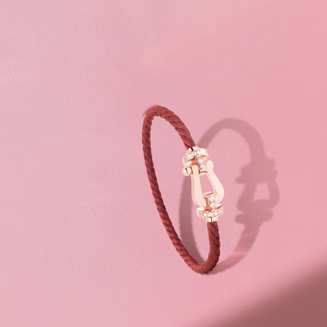 [Elowen Jewels]FORCE 10 HALF DIAMOND PINK GOLD RED CORDERI LARGE AND MEDIUM MODEL