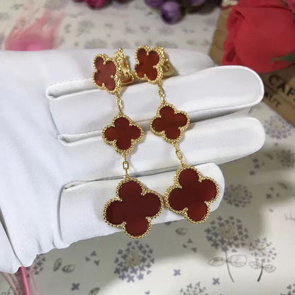 [Elowen Jewels]CLOVER 3 MOTIF CARNELIAN DROP EARRINGS
