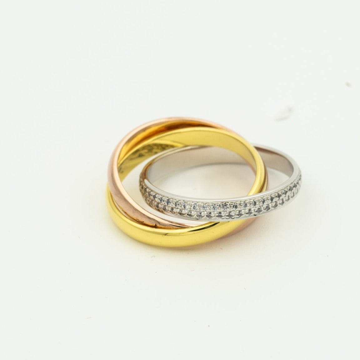 [Elowen Jewels]TRINITY RING GOLD PINK GOLD SILVER DIAMONDS