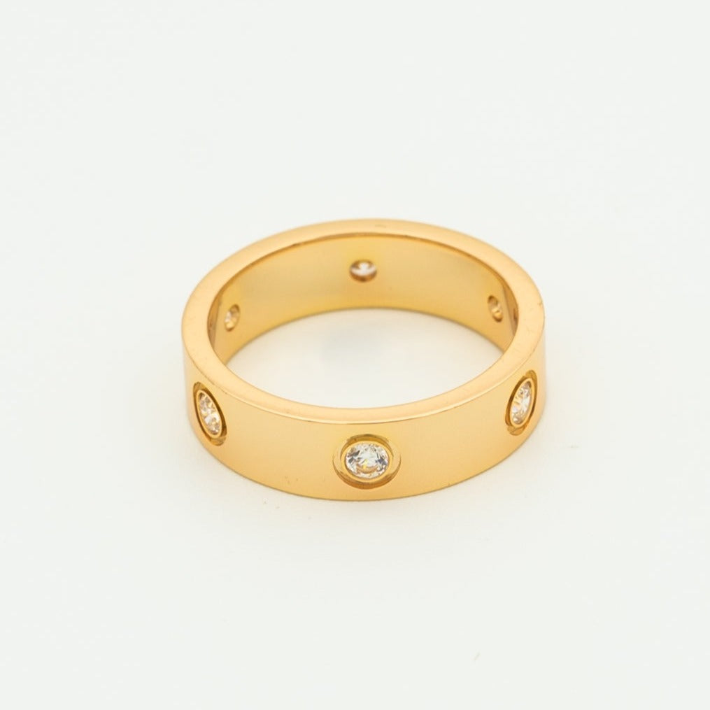 [Elowen Jewels]LOVE RING 5.5MM 6 DIAMONDS PINK GOLD
