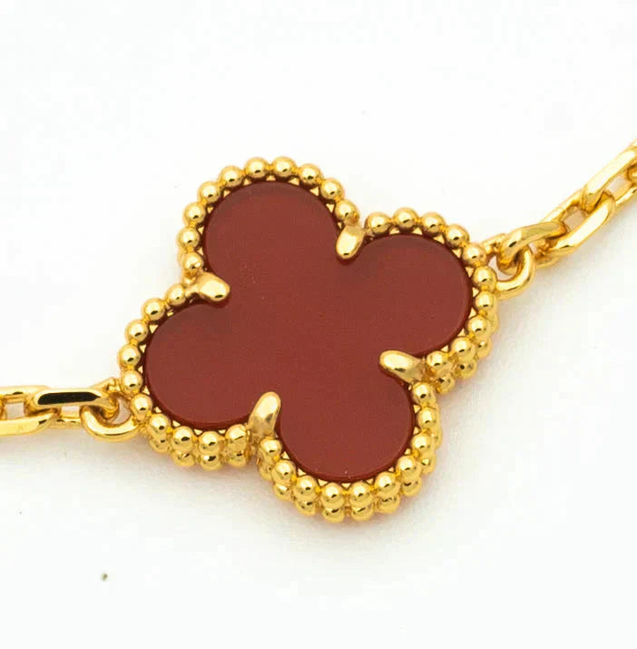 [Elowen Jewels] CLOVER 5 MOTIF RED CORNELIAN BRACELET COLLECTION