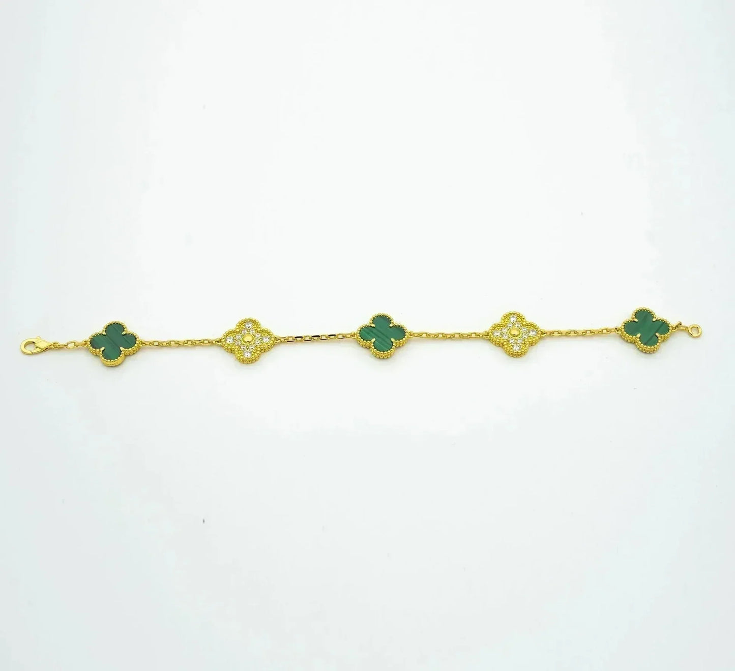 [Elowen Jewels] CLOVER 5 MOTIF MALACHITE BRACELET COLLECTION