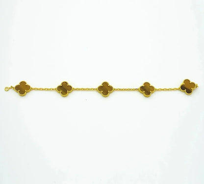 [Elowen Jewels] CLOVER 5 MOTIFS TIGER EYE BRACELET COLLECTION
