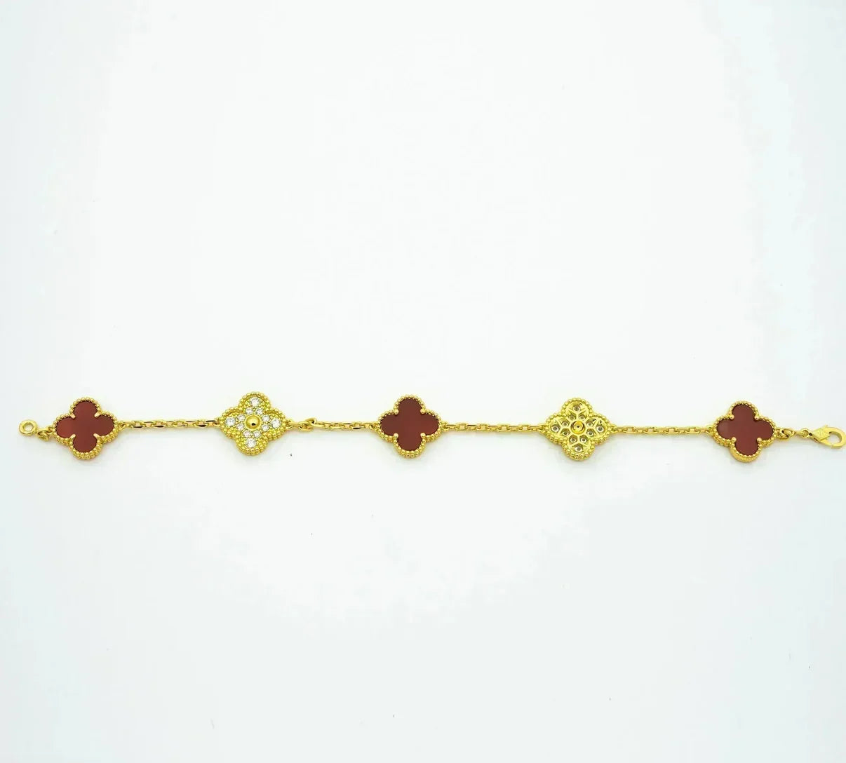 [Elowen Jewels] CLOVER 5 MOTIF RED CORNELIAN BRACELET COLLECTION
