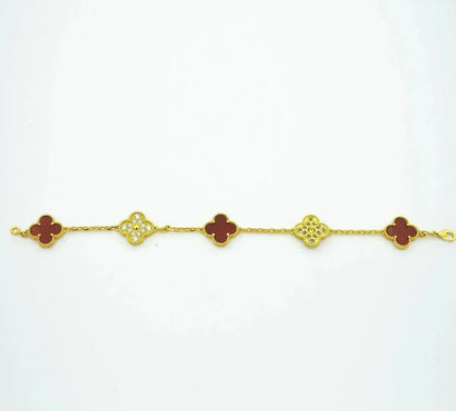 [Elowen Jewels] CLOVER 5 MOTIF RED CORNELIAN BRACELET COLLECTION