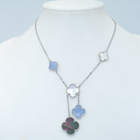 [Elowen Jewel]CLOVER MOP CHALCEDONY NECKLACE SILVER 6 MOTIF