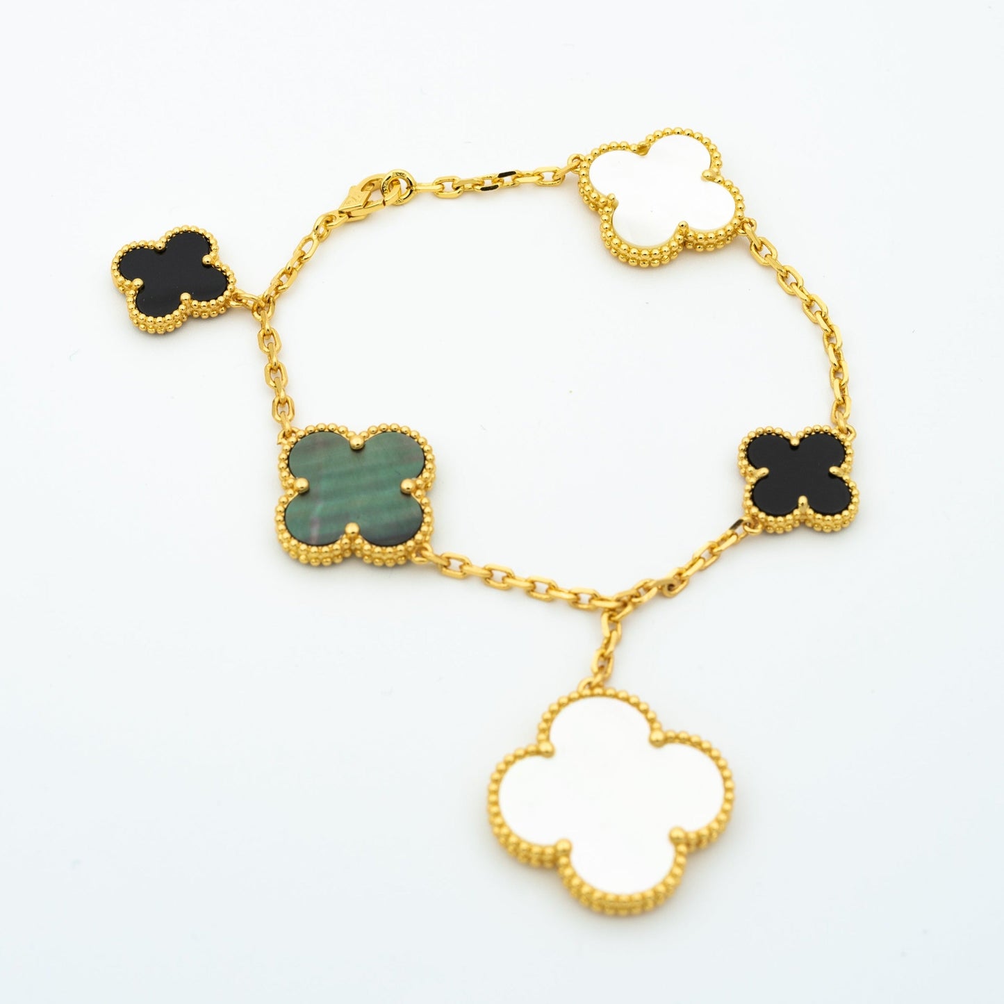 [Elowen Jewels]CLOVER BRACELET 5 MOTIFS ONYX MOP