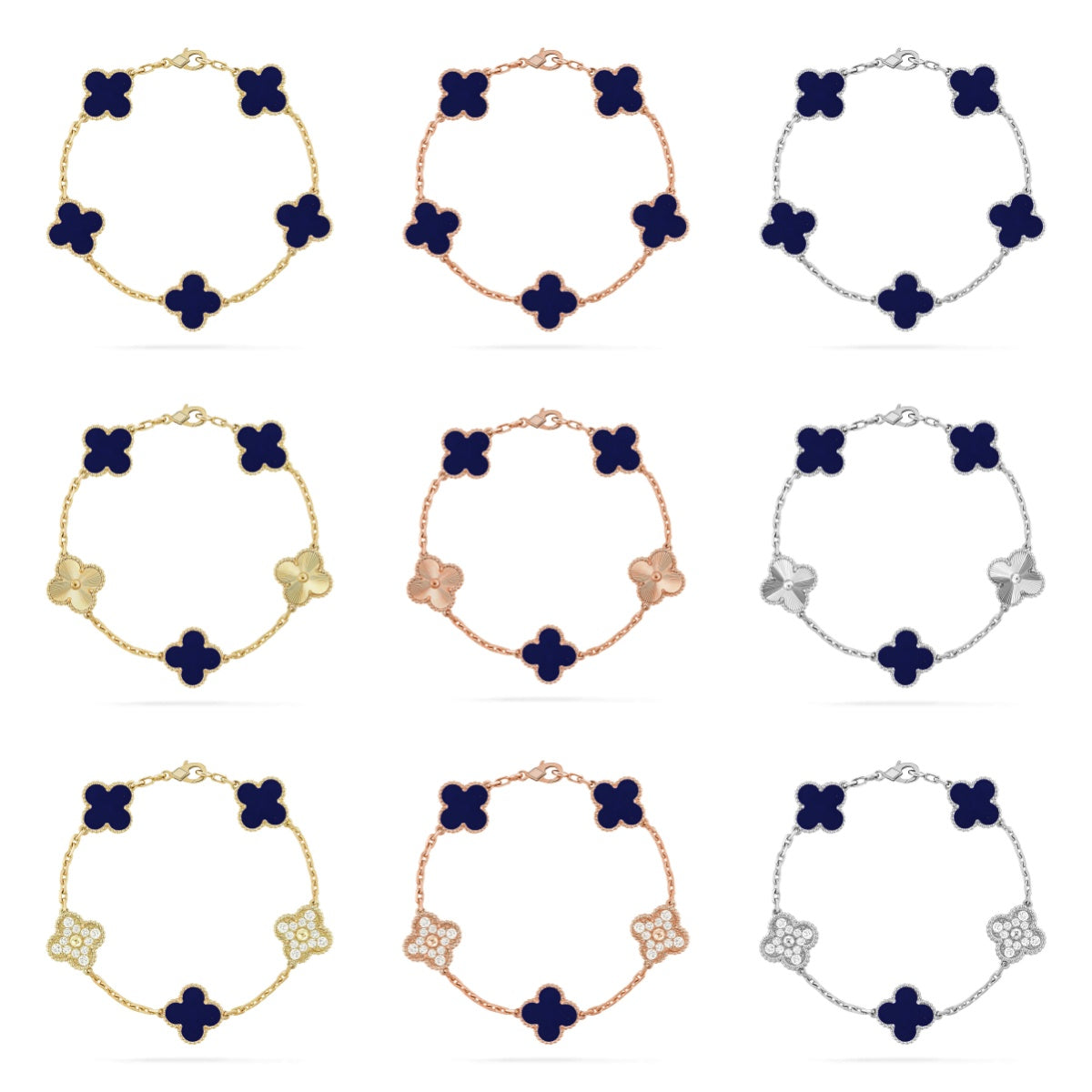[Elowen Jewels] CLOVER 5 MOTIF PULSAR STONE BRACELET COLLECTION