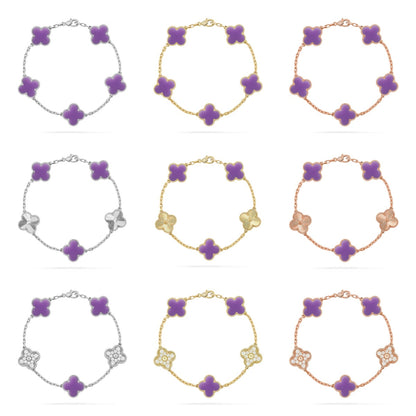 [Elowen Jewels] CLOVER 5 MOTIF VIOLET BRACELET COLLECTION