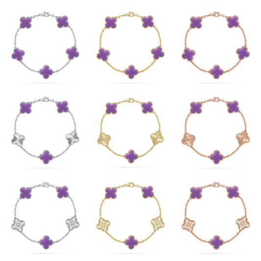 [Elowen Jewels] CLOVER 5 MOTIF VIOLET BRACELET COLLECTION