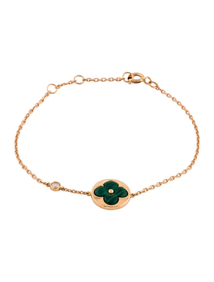 [Elowen Jewels]SUN MALACHITE 1 DIAMOND PINK GOLD BRACELET