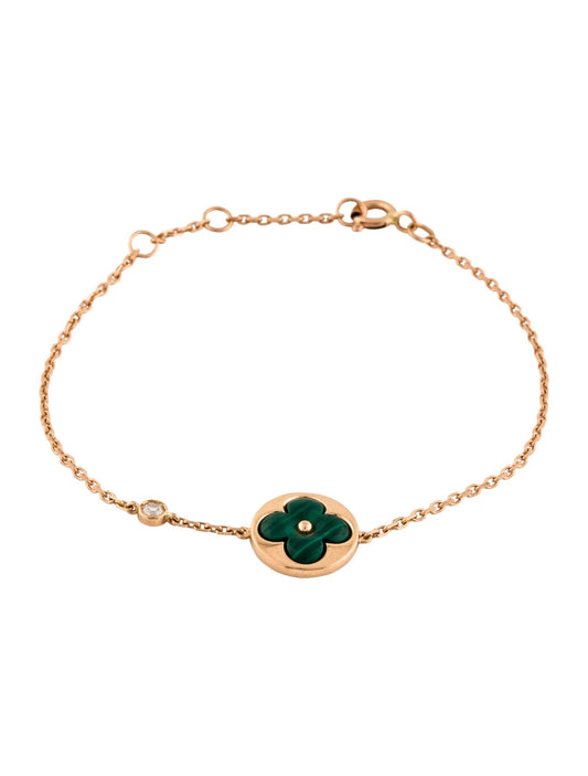 [Elowen Jewels]SUN MALACHITE 1 DIAMOND PINK GOLD BRACELET