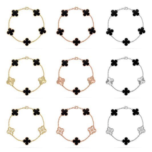 [Elowen Jewels] CLOVER 5 MOTIF ONYXS BRACELET COLLECTION