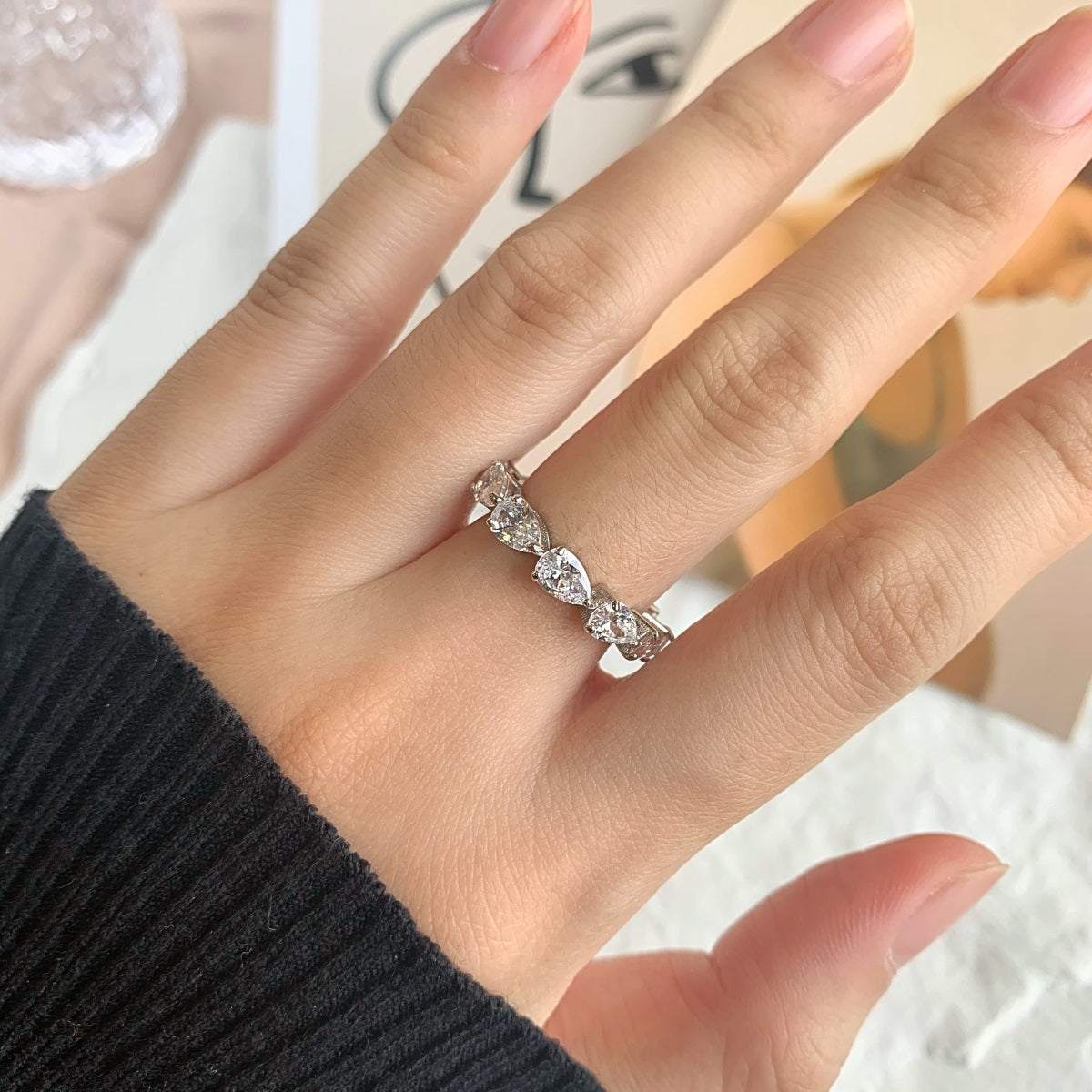 [Elowen Jewels]Exquisite Pear Cut Tennis Ring