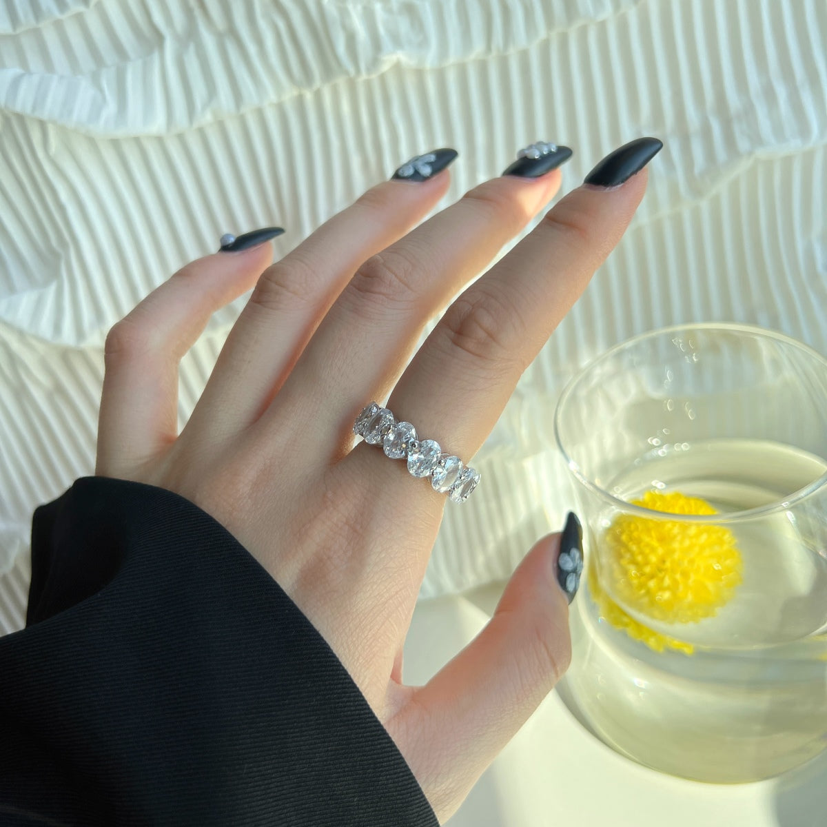 [Elowen Jewels]Dainty Elongated Cushion Cut Tennis Ring