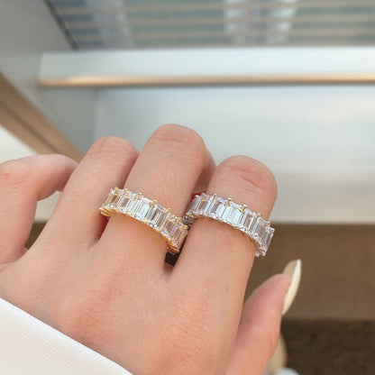 [Elowen Jewels]0.75 Carat Elegant Emerald Cut Tennis Ring