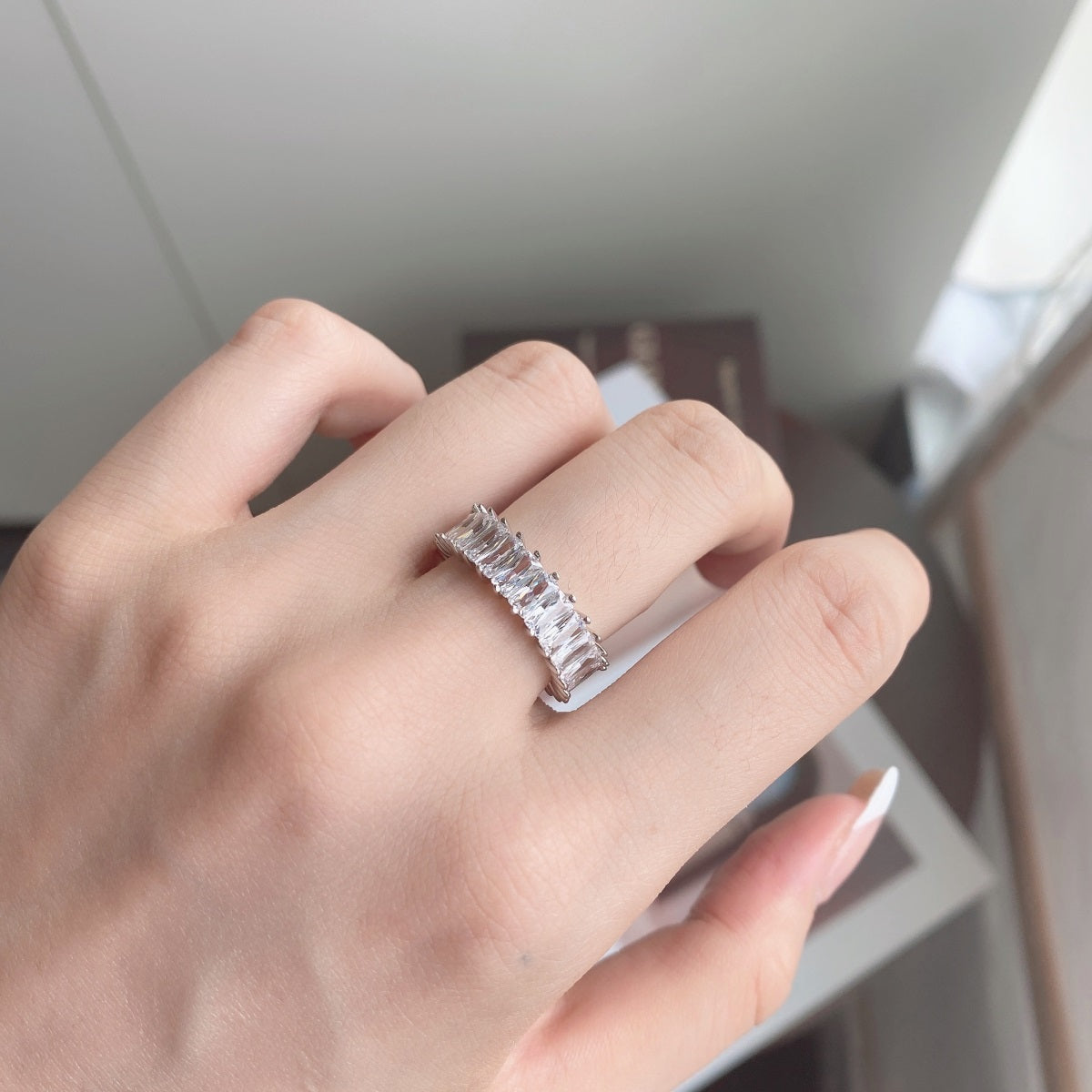 [Elowen Jewels]Unique Colorful Radiant Cut RIng