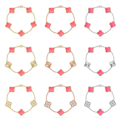 [Elowen Jewels] CLOVER 5 MOTIFS  PINK MOP BRACELET COLLECTION