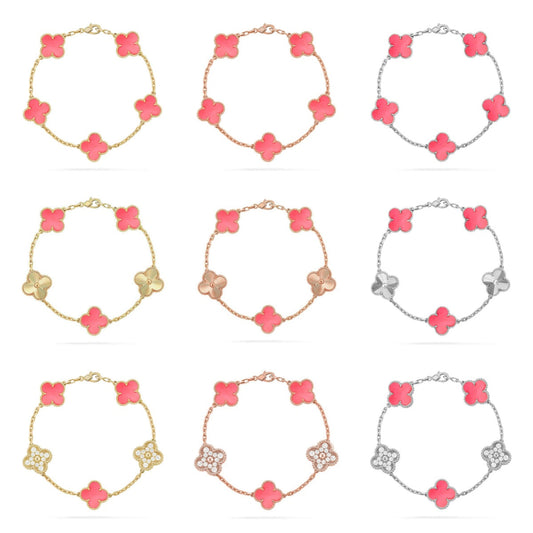 [Elowen Jewels] CLOVER 5 MOTIFS  PINK MOP BRACELET COLLECTION