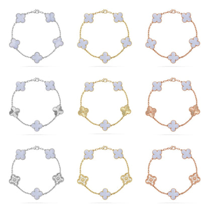 [Elowen Jewels] CLOVER 5 MOTIF PURPLE CHALCEDONY BRACELET COLLECTION