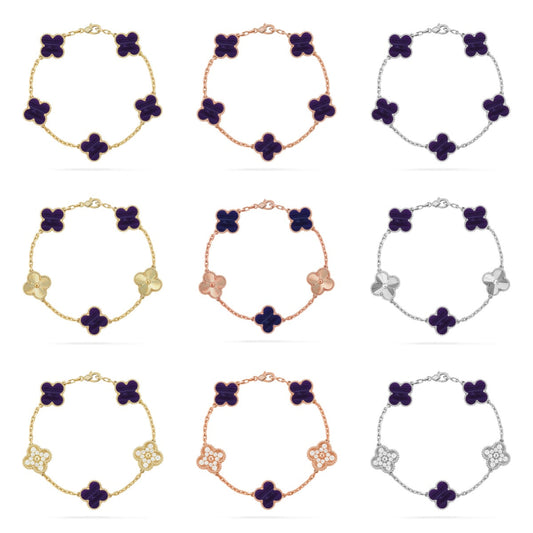[Elowen Jewels]CLOVER 5 MOTIF PURPLE STRIPES BRACELET COLLECTION