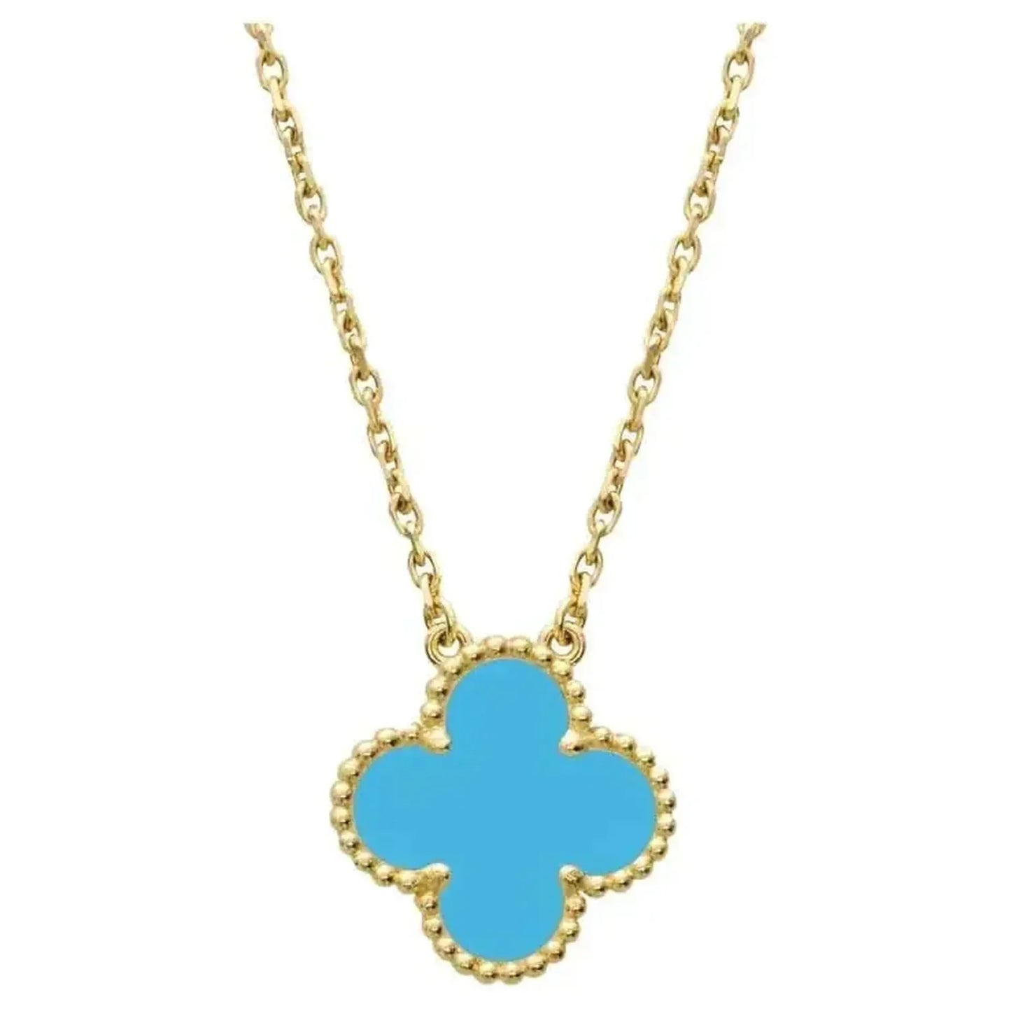 [Elowen Jewels]CLOVER 15MM VINTAGE TURQUOISE NECKLACE