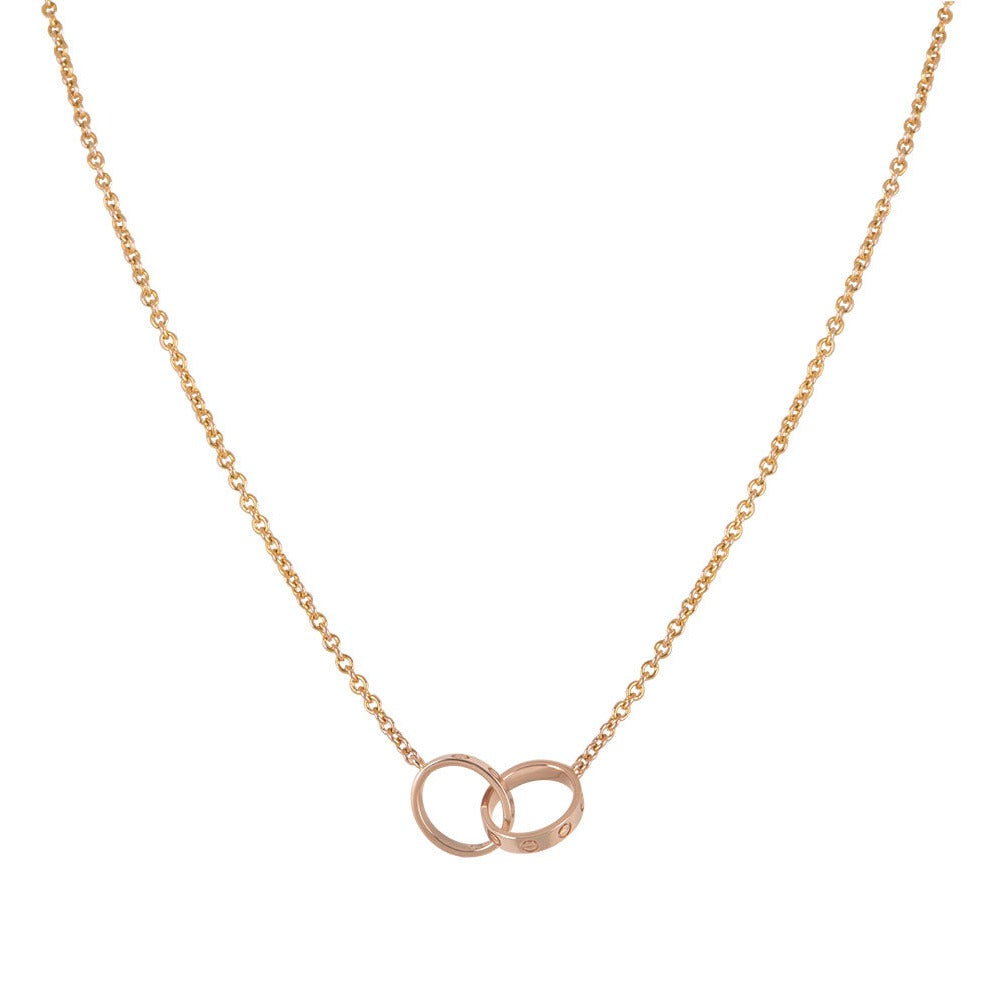 [Elowen Jewels]LOVE NECKLACE DOUBLE RING PINK GOLD