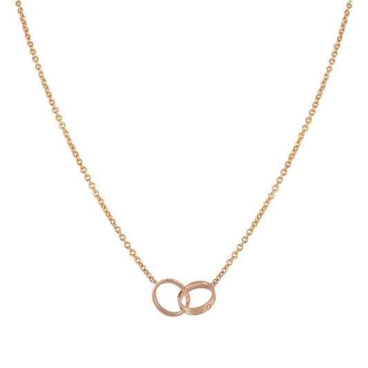 [Elowen Jewels]LOVE NECKLACE DOUBLE RING PINK GOLD