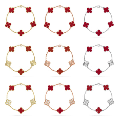 [Elowen Jewels] CLOVER 5 MOTIF RED CORNELIAN BRACELET COLLECTION