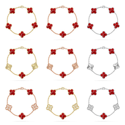 [Elowen Jewels]CLOVER 5 MOTIF RED PATTERN BRACELET COLLECTION