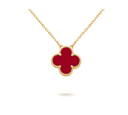 [Elowen Jewels]CLOVER 15MM CARNELIAN SINGLE FLOWER NECKLACE