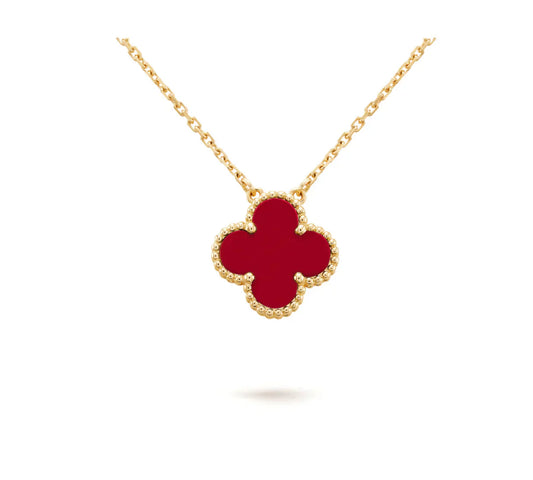 [Elowen Jewels]CLOVER 15MM CARNELIAN SINGLE FLOWER NECKLACE
